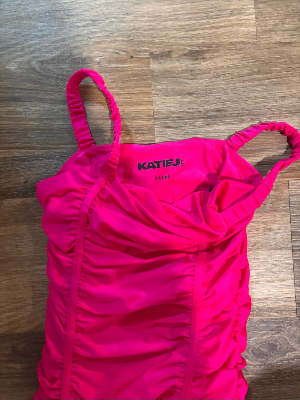 KATIE J Bright Pink Ruched One-Piece dress